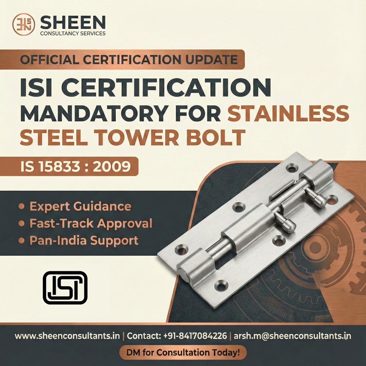 Stainless Steel Tower Bolt – ISI Certification