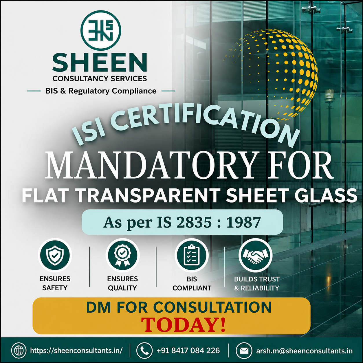 Flat Transparent Sheet Glass – IS 2835:1987