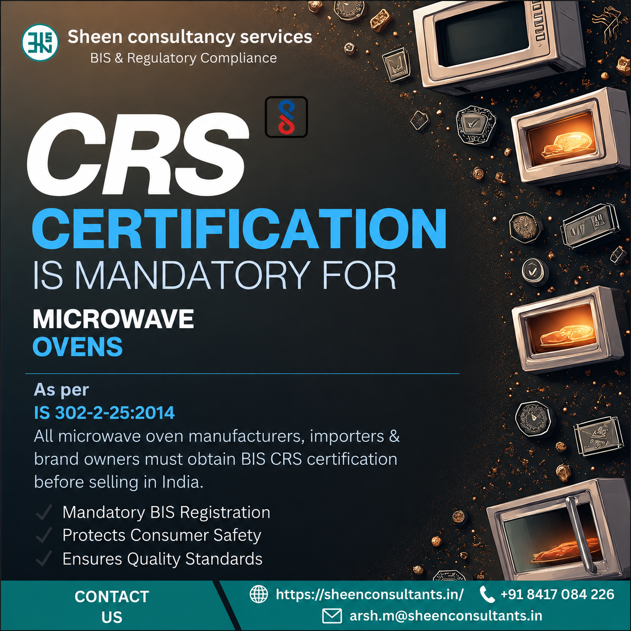 Microwave Ovens – CRS Certification (IS 302-2-25:2014)