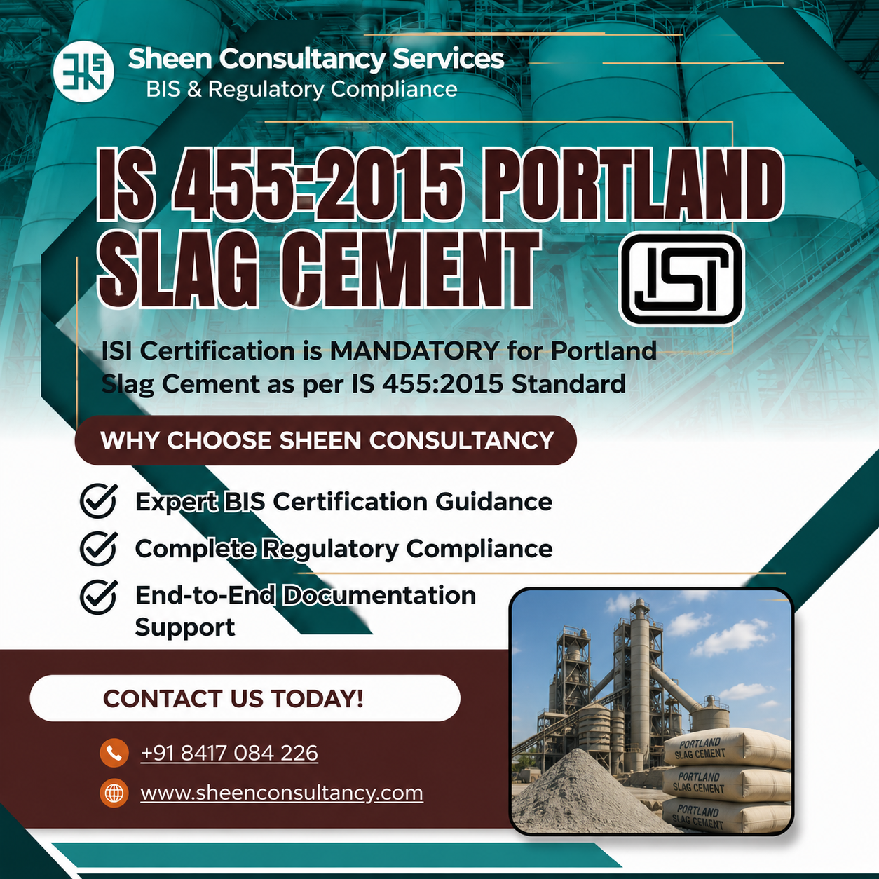 IS 455:2015 Portland Slag Cement Certification