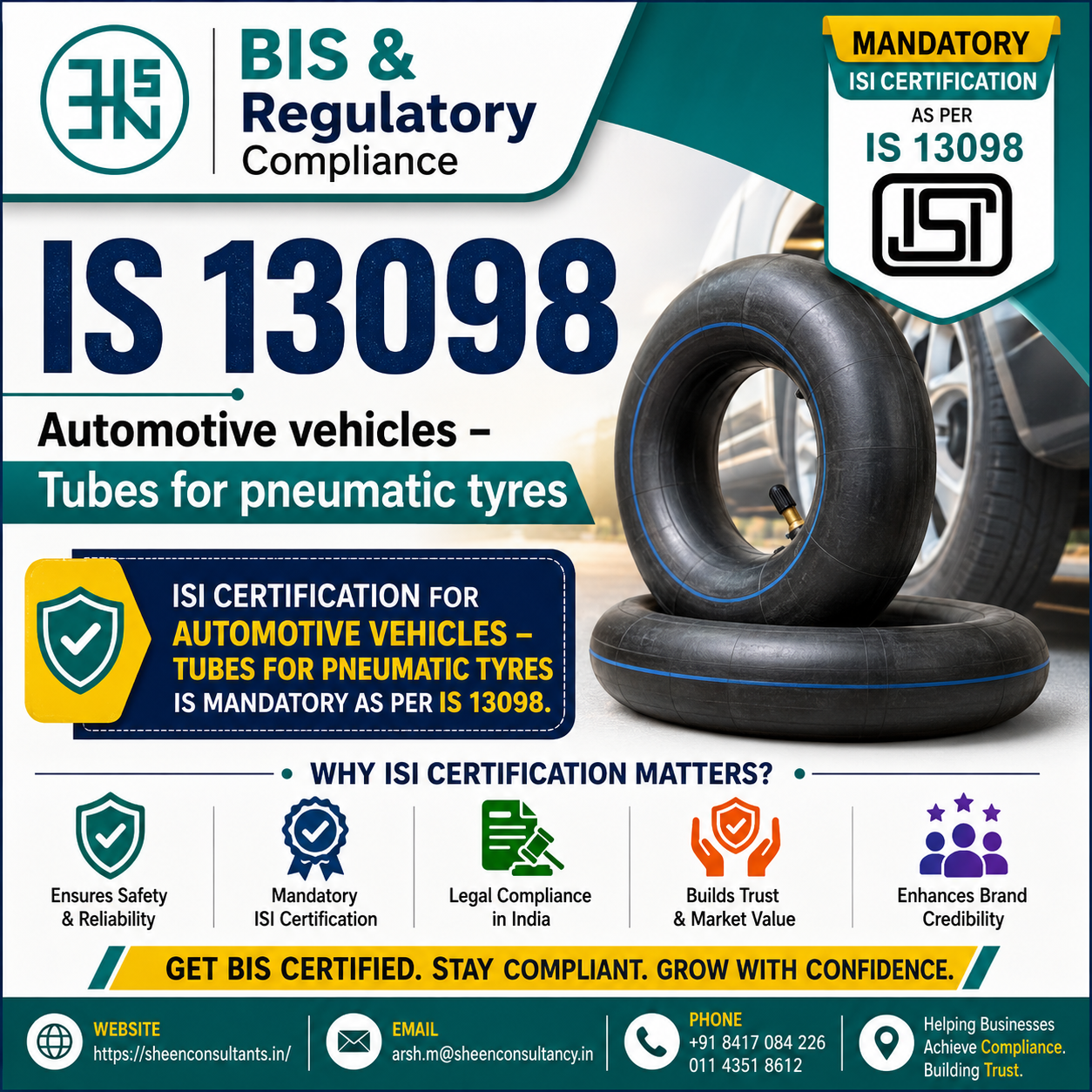 IS 13098 Automotive Vehicles Tubes for Pneumatic Tyres