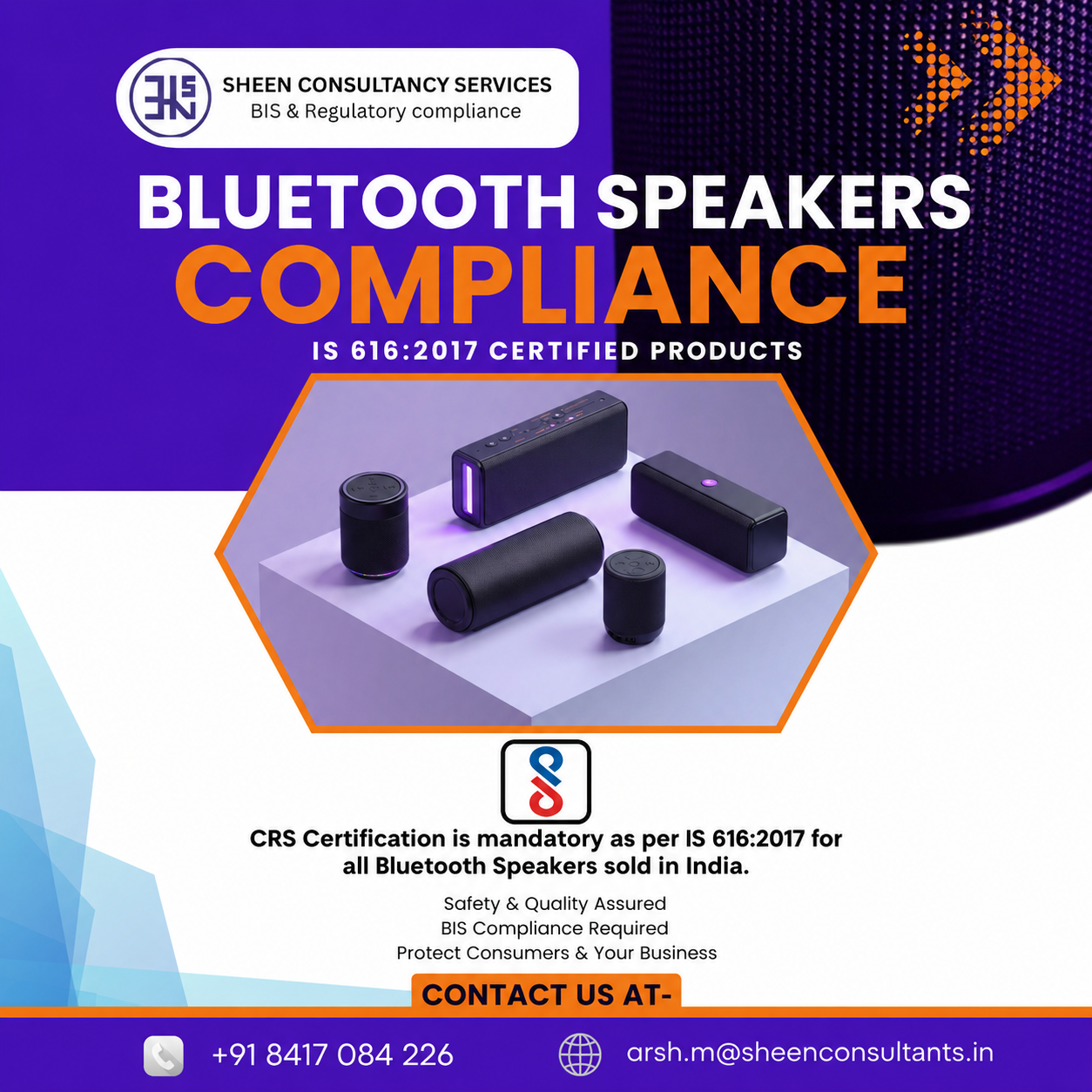 Selling Bluetooth Speakers in India? CRS Certification under IS 616:2017 is Mandatory.