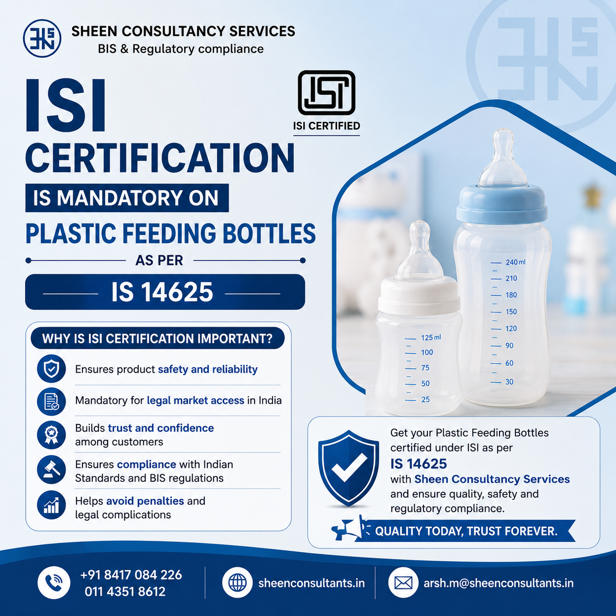 Mandatory ISI Certification for Plastic Feeding Bottles (IS 14625)