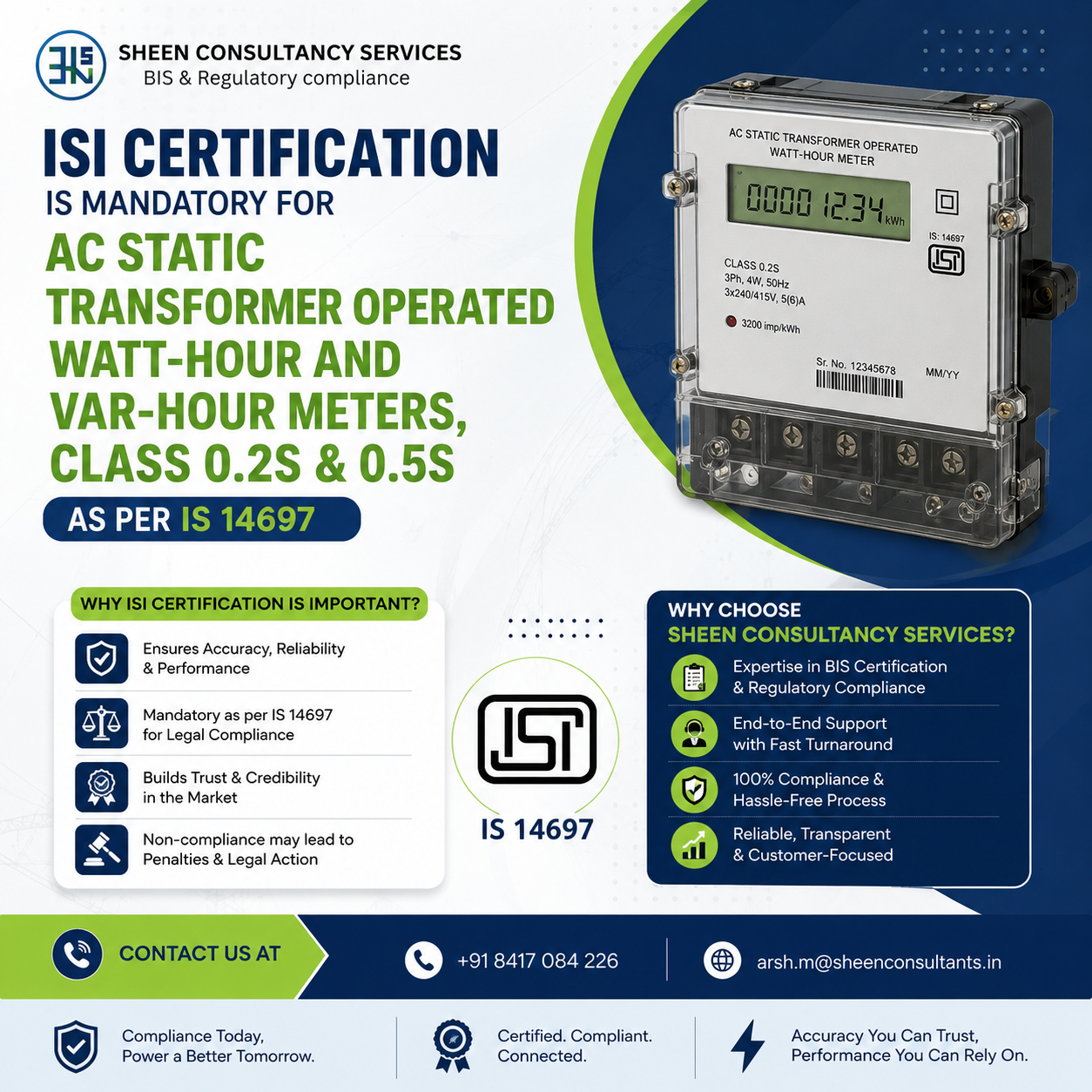 AC Static Transformer Operated Watt-Hour & VAR-Hour Meters (IS 14697)