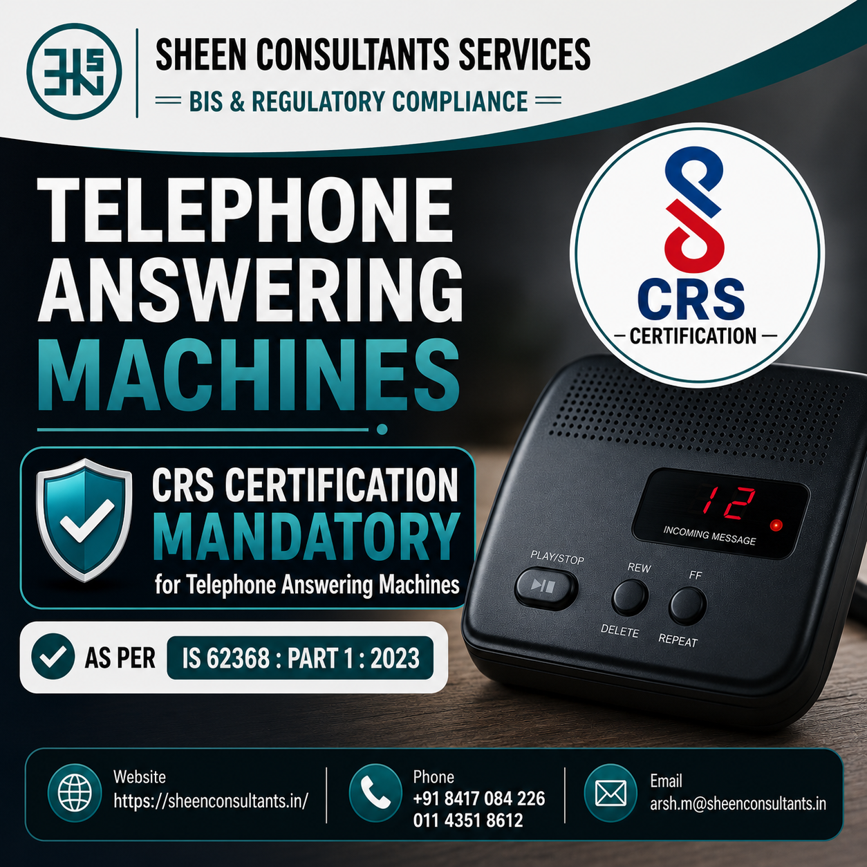 Telephone Answering Machines is Mandatory under IS 62368 (Part 1): 2023