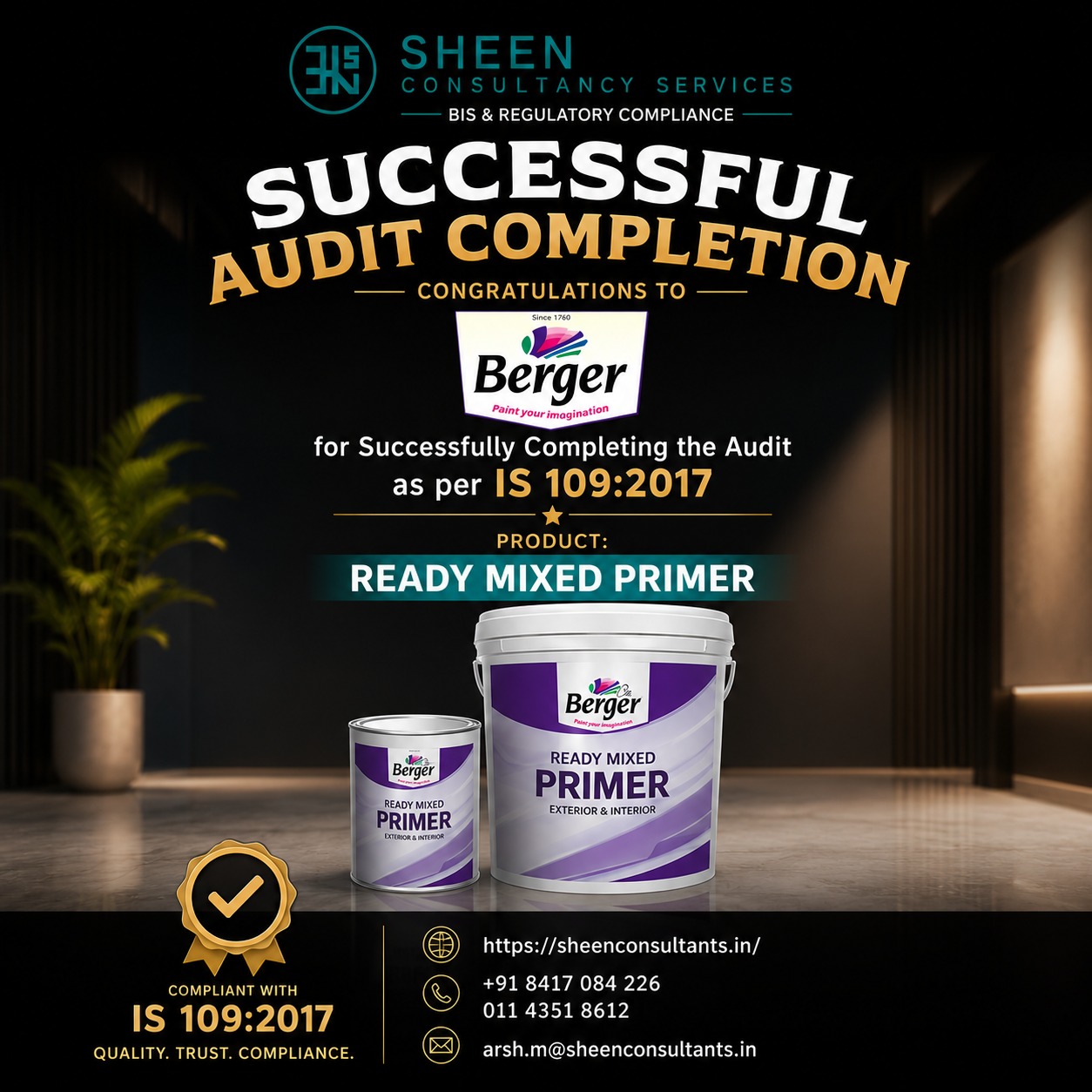 Berger Paints – Ready Mixed Primer (IS 109:2017)