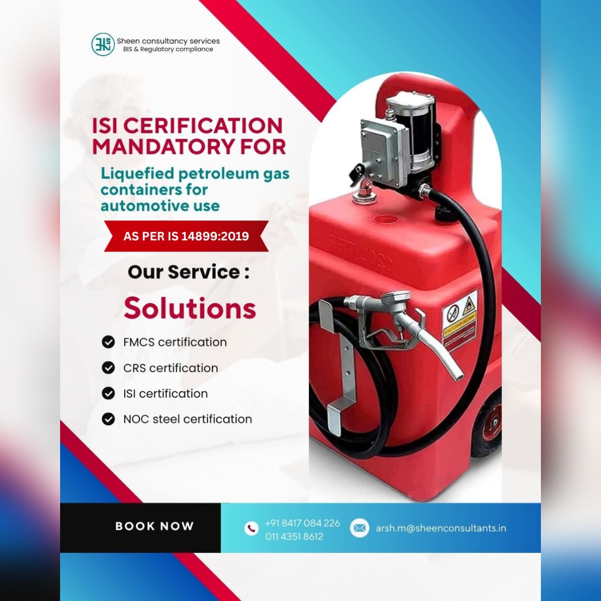 Get your ISI Certification for LPG Automotive Containers with trusted experts.