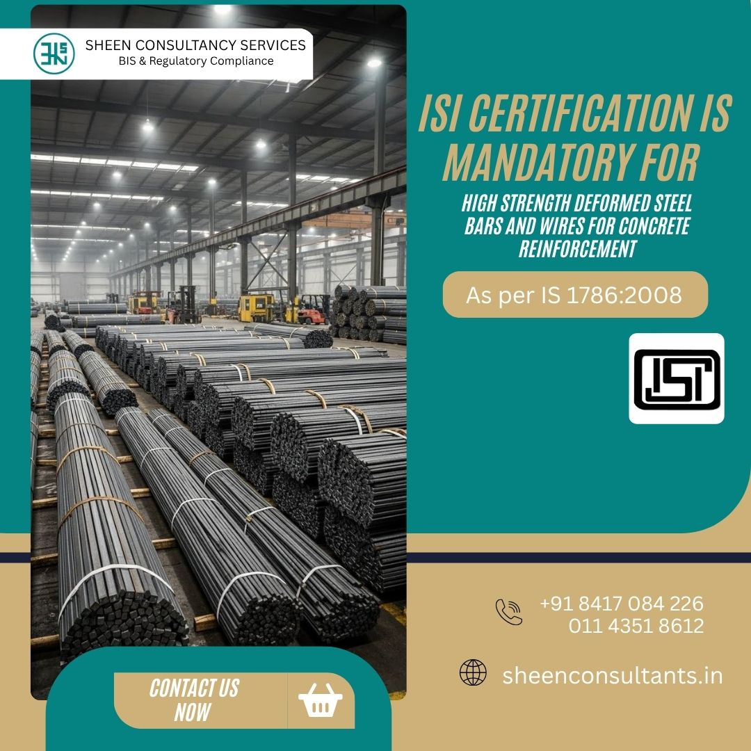 ISI Certification for High Strength Deformed Steel Bars & Wires for Concrete Reinforcement (IS 1786:2008)